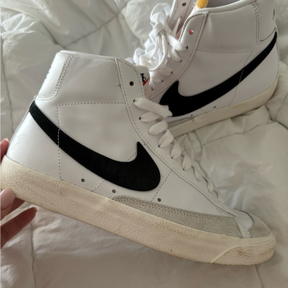 Nike White and Black High-Top Sneakers